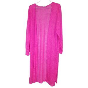 Long Cardi Hot Pink Lightweight Knit Open Front Womens 2XL By GeeGee NEW